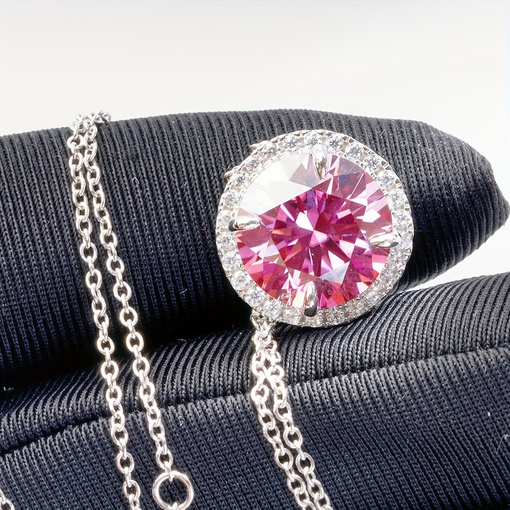 Unisex Moissanite Pendant Necklace 5ct Red Gold S925 Silver Engagement Gift