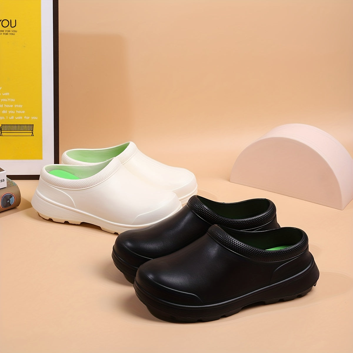 Women's EVA Chef Shoes Non-Slip Comfort Nursing Footwear Black White