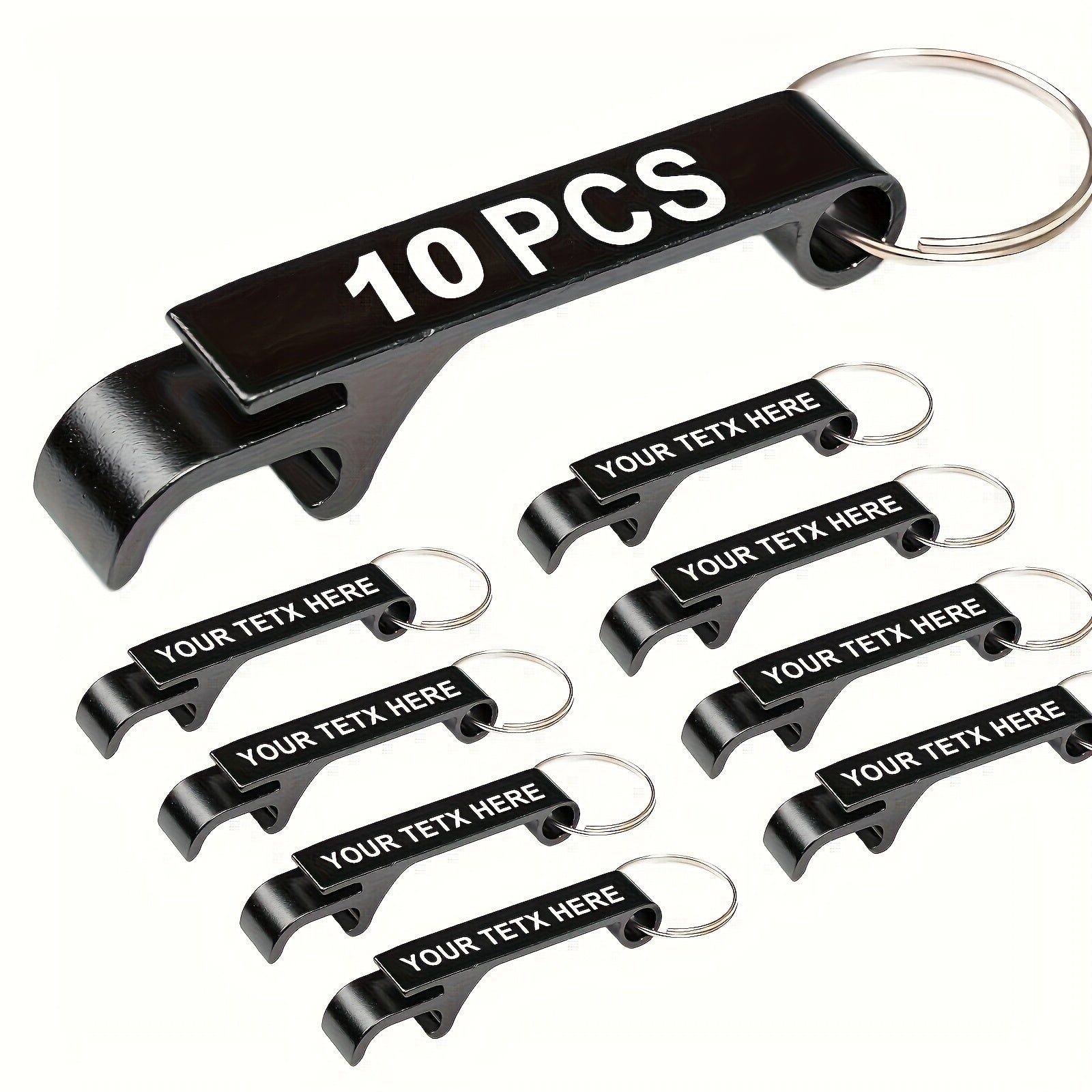 10 Custom Metal Bottle Opener Keychains for Parties and Celebrations Durable Kitchen and Restaurant Use