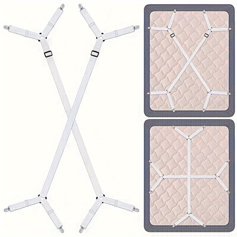 Set of 2 Bed Sheet Holder Straps Adjustable Elastic Fasteners for Fitted Sheets