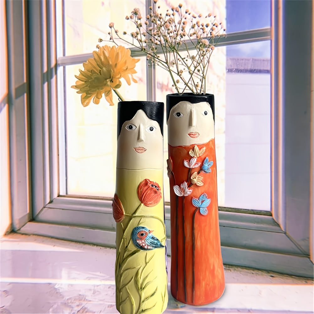 Handmade Boho Face Vases for Farmhouse and Home Decor
