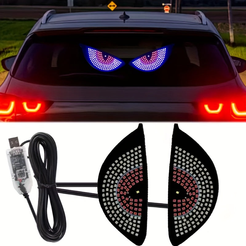 2pcs LED Car Lights USB Powered No Wiring Flex Display Red Yellow