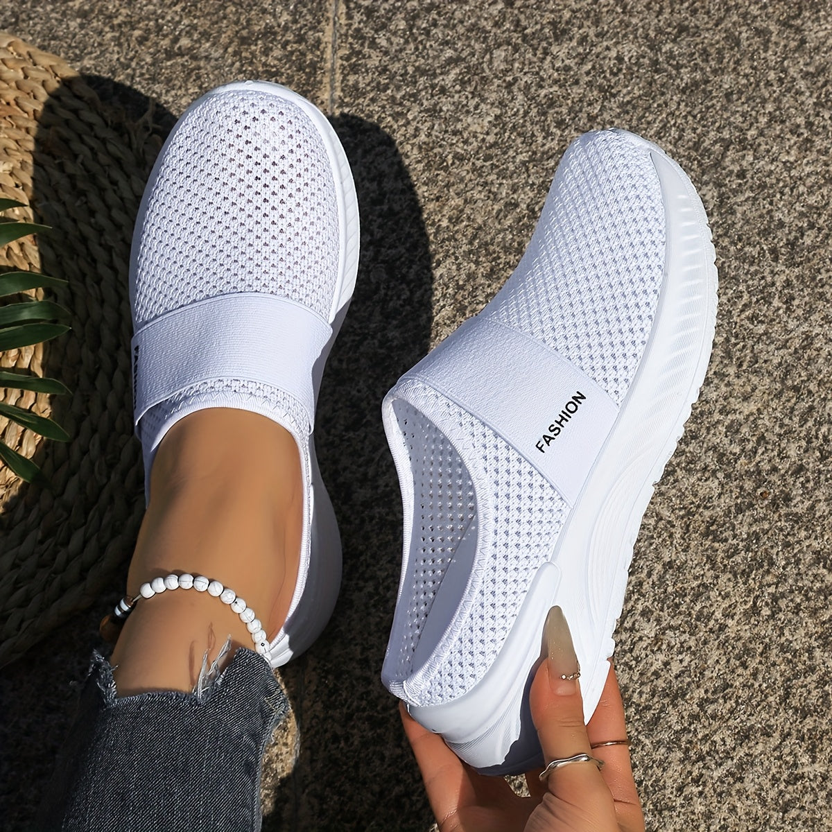 Women's Breathable Slip-Resistant Flat Shoes with Cushioned Insole Black/Navy