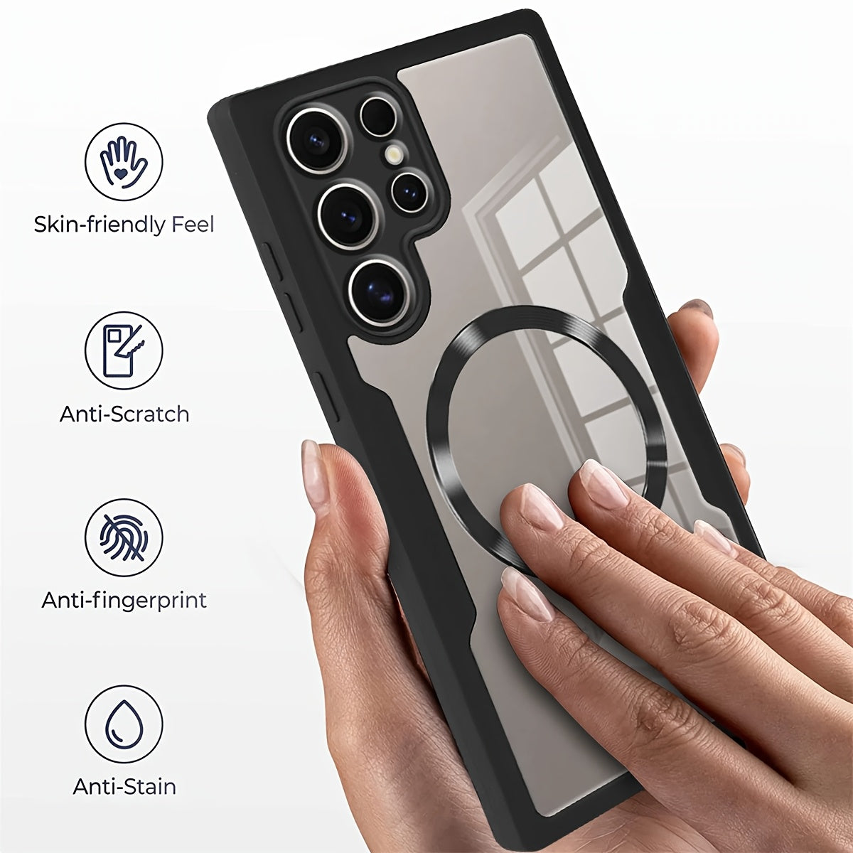 Samsung Galaxy S21 Ultra S22 Ultra S23 Ultra S24 Ultra S24 Plus S24 FE S23 FE uchun akril magnit telefon qutisi, himoya qoplamasi bilan
