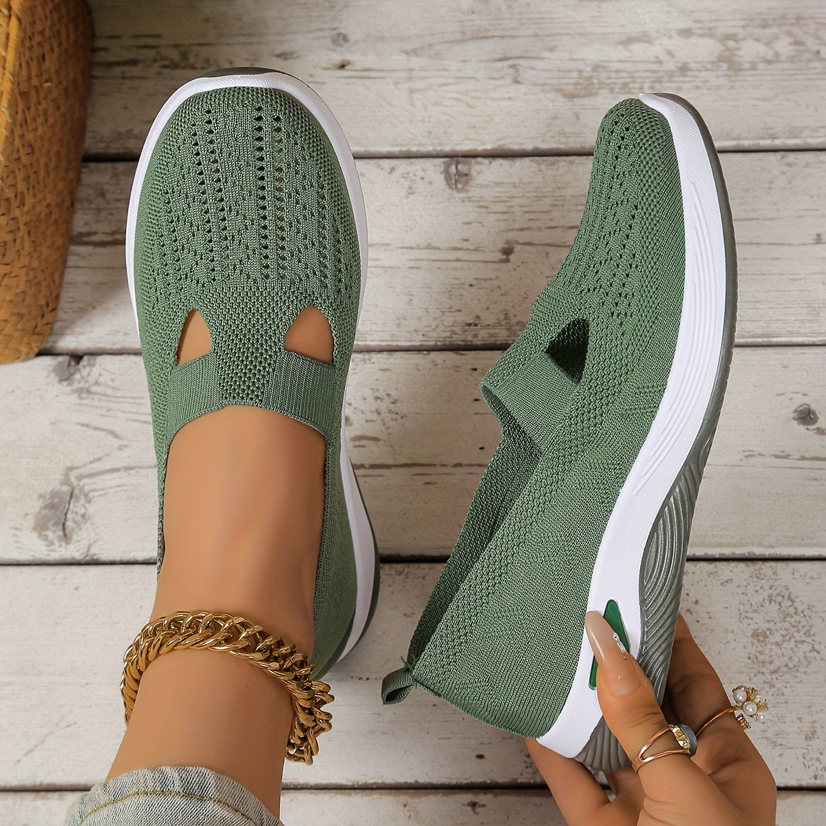 Женские дышащие вязаные плоские туфли casual лоферы с мягкой подошвой