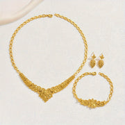 Ramadan Jewelry Set for Women Three-Piece Necklace Earrings Bracelet Elegant Wedding Accessories