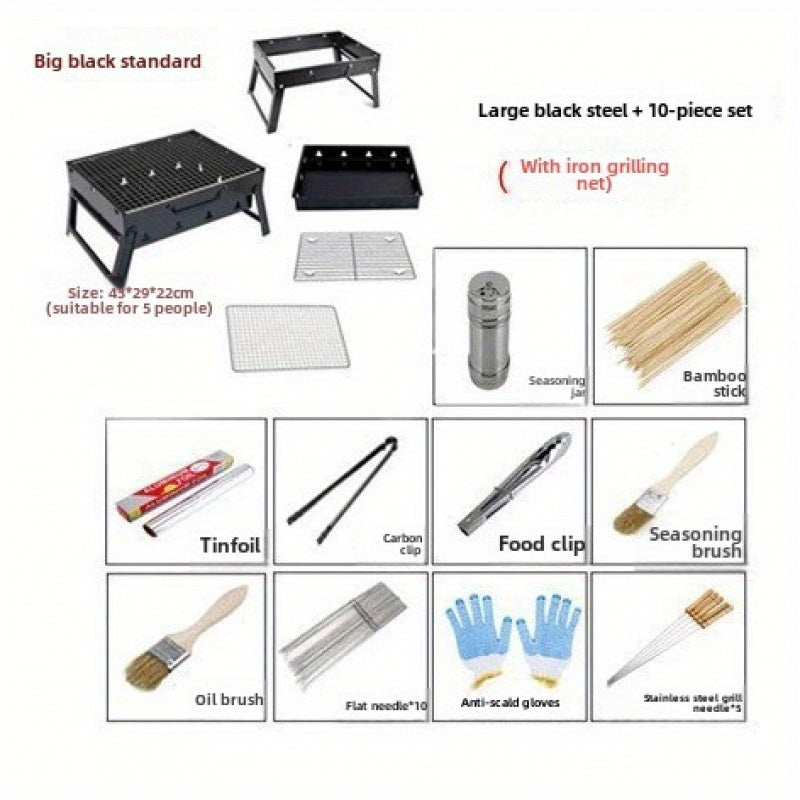Outdoor folding charcoal BBQ grill with drawer design