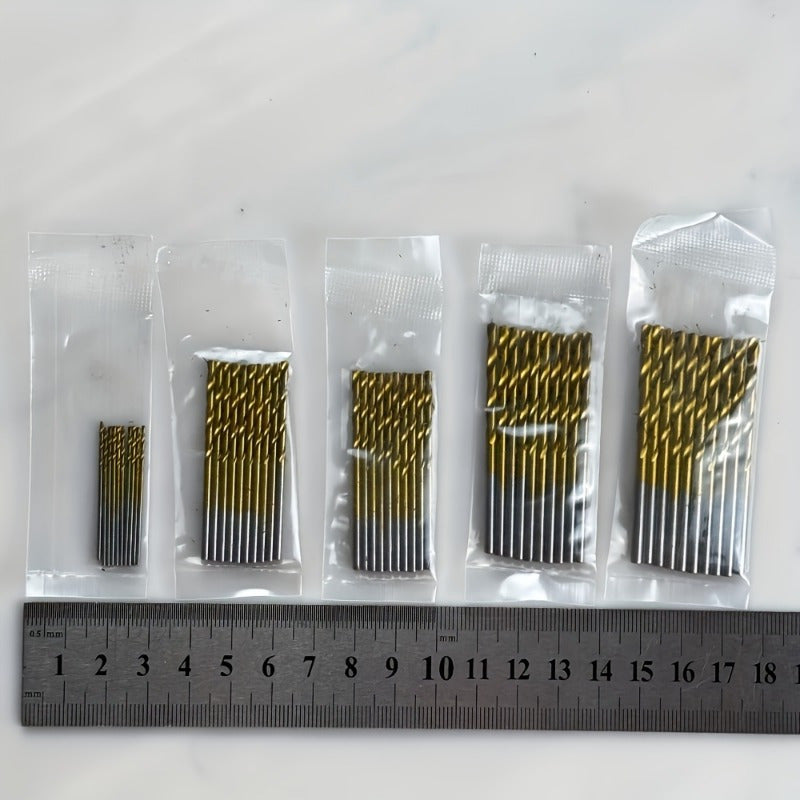 50 Pcs Titanium Coated High-Speed Steel Drill Bit Set with Hex Shank