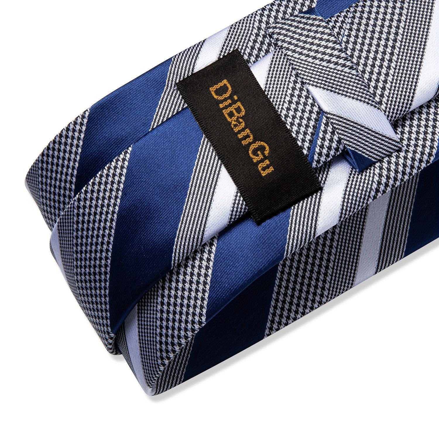 Men's Striped Necktie Set with Handkerchief and Cufflinks for Weddings and Business