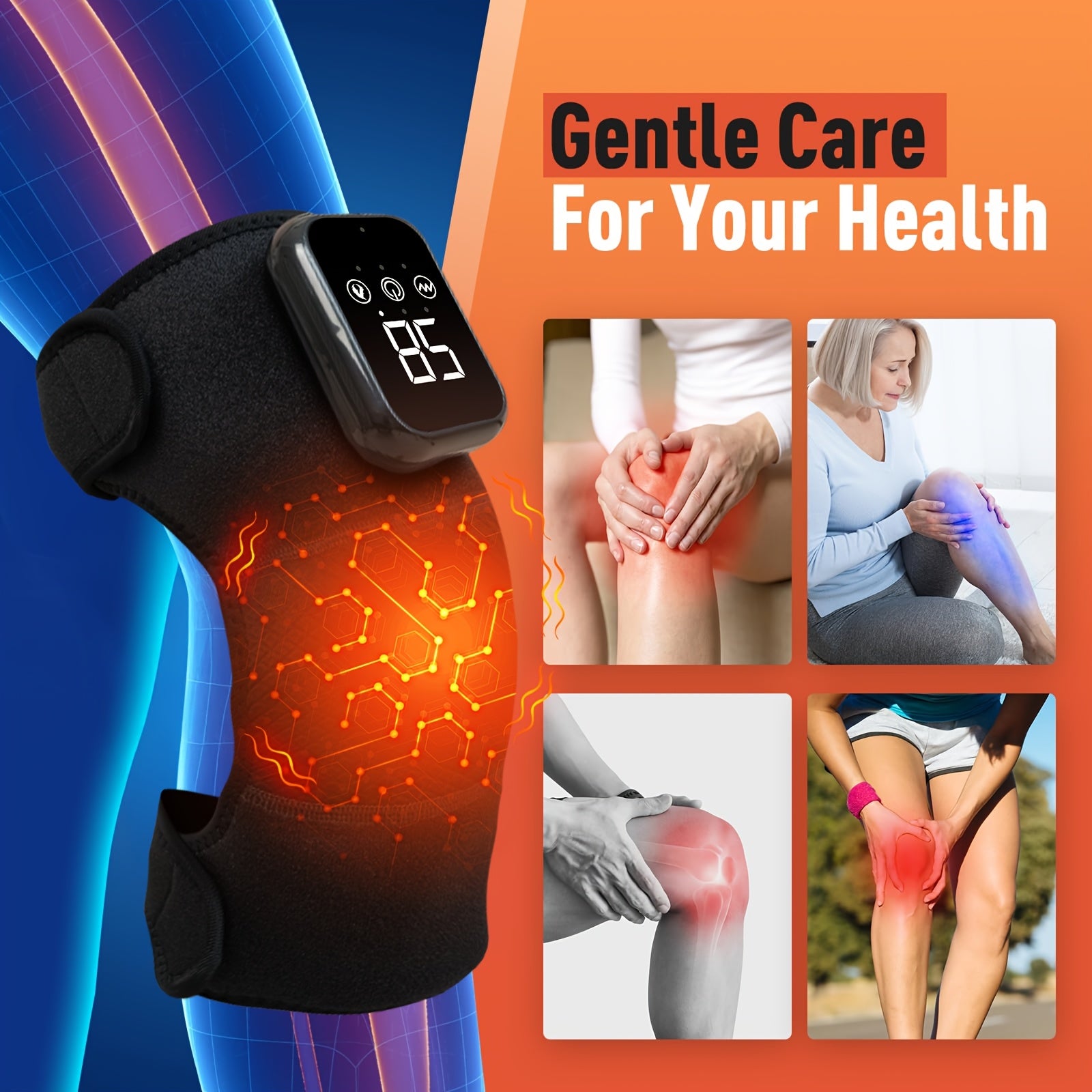 Wireless Vibration Massage Knee Protector with Heating and Wireless Charging Controller for Joints and Shoulders