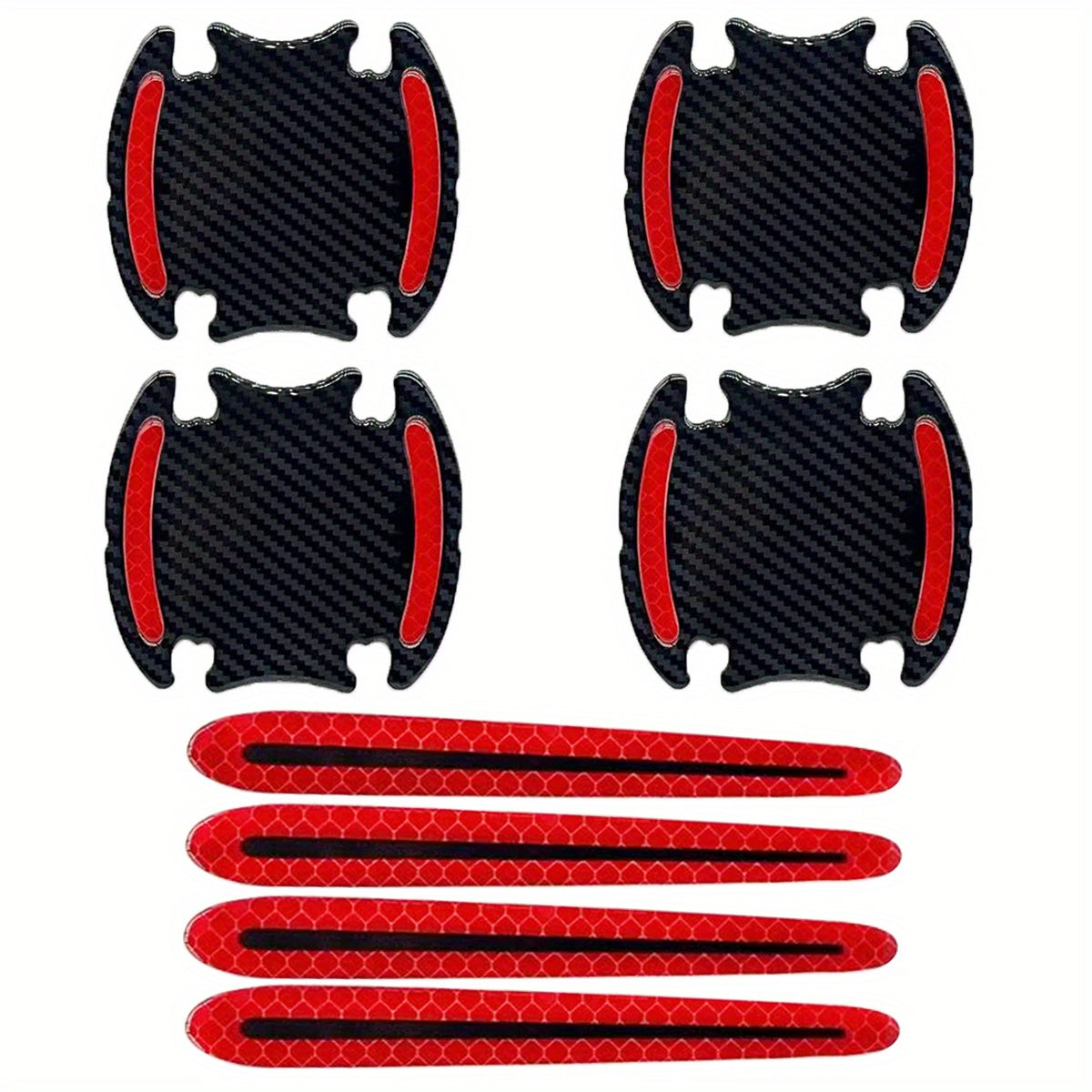 8Pcs Door Handle Protective Film Reflective Strip Anti-Scratch Safety Sticker