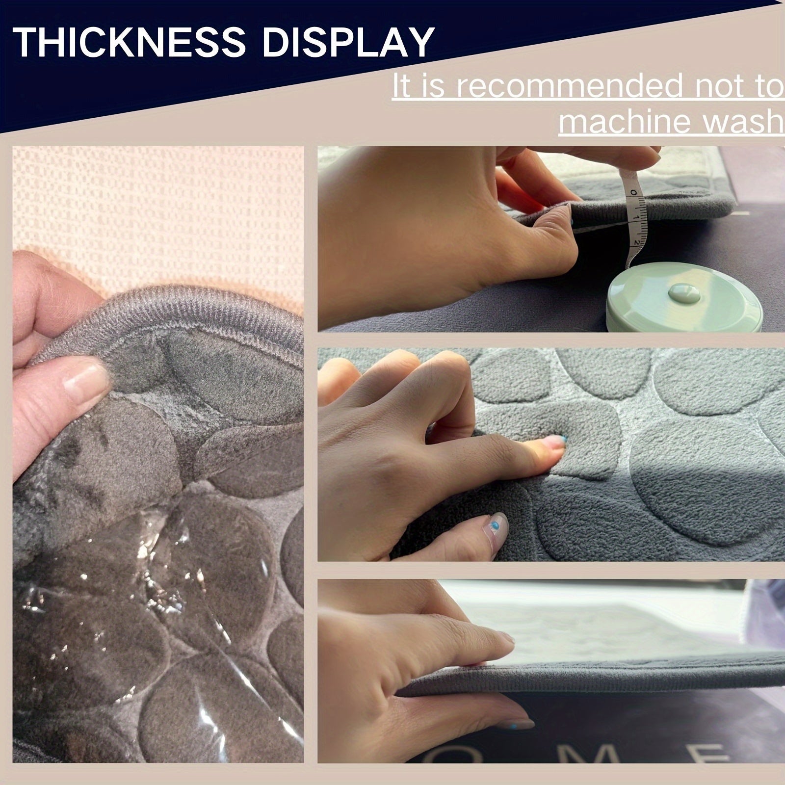 Alfombra de baño de espuma viscoelástica de felpa antideslizante de secado rápido con relieve de adoquines