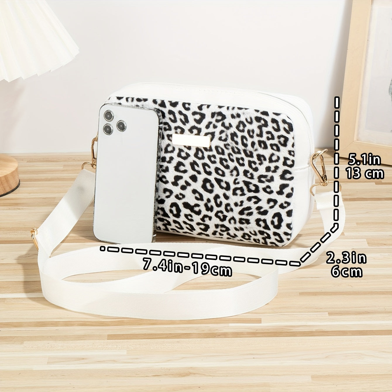 Women's Small Square Shoulder Bag Leopard Print PU Casual Crossbody for Going Out and Office