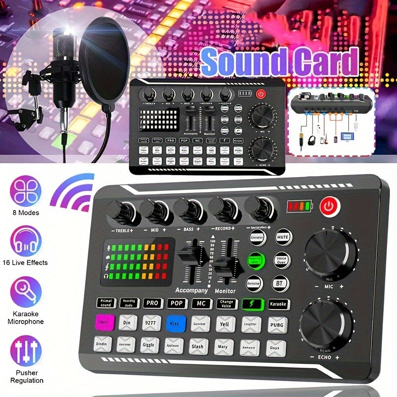 USB Live Sound Card Audio Interface with Voice Changer and DJ Effects for Streaming Podcasting Gaming