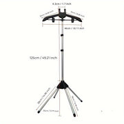 Moslashuvchan balandlikdagi alyuminiy kiyimlar bug'ini chiqaruvchi stand, sayohat va uy uchun yig'iladigan kiyimlar qatori