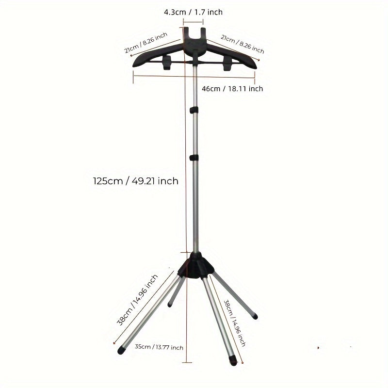 Moslashuvchan balandlikdagi alyuminiy kiyimlar bug'ini chiqaruvchi stand, sayohat va uy uchun yig'iladigan kiyimlar qatori