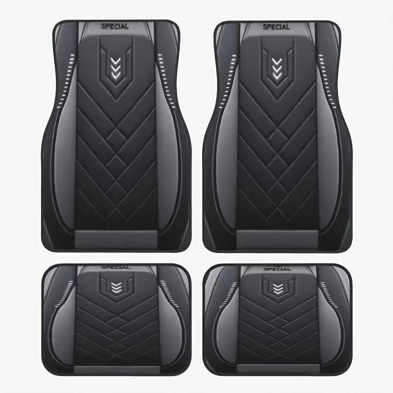 4-Piece Black Gray Arrow Pattern Car Floor Mats Non-Slip Easy Clean