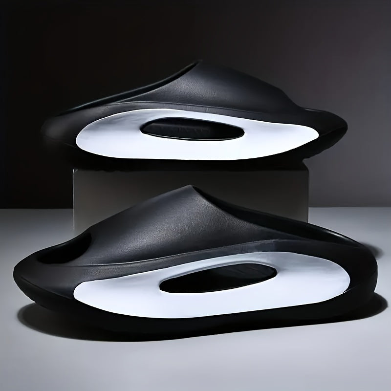 Women's Slip-On Platform Sandals with Cushioned EVA Sole Black White