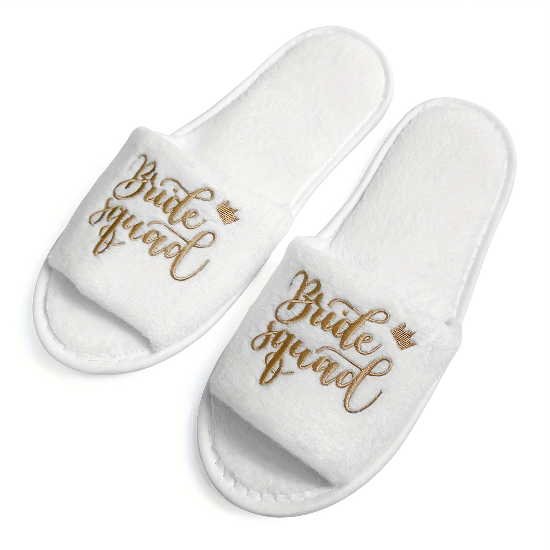 Women's Bridal Party Slippers Set Open-Toe Plush Non-Slip Comfortable Flats