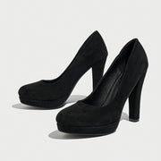 Ayollar uchun charm blok poyafzal, burun nuqtali, kechki tadbirlar uchun kiyinadigan poyafzallar