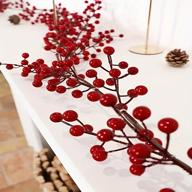 69-Inch Artificial Cranberry Vine Red Holly Faux Berry Garland for Holiday Decor