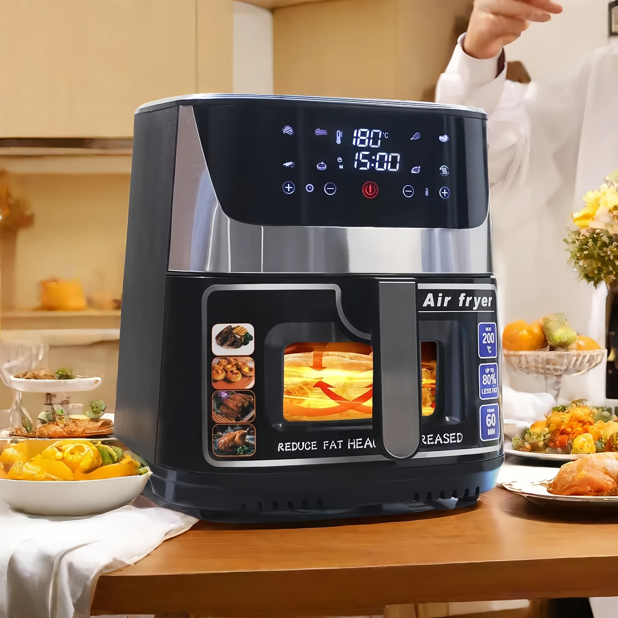 12L Touch Screen Havo Fritüri Kam Yog'li Yog'siz Pishirish 1930W Yevropa Plug