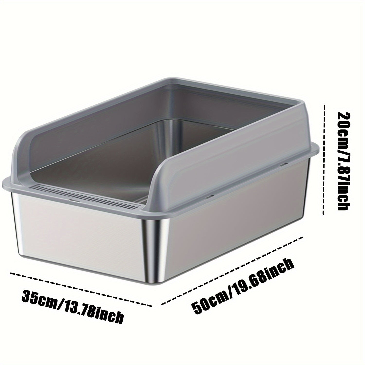 Large Stainless Steel Enclosed Cat Litter Box High Sides Odor-Resistant Leak-Proof
