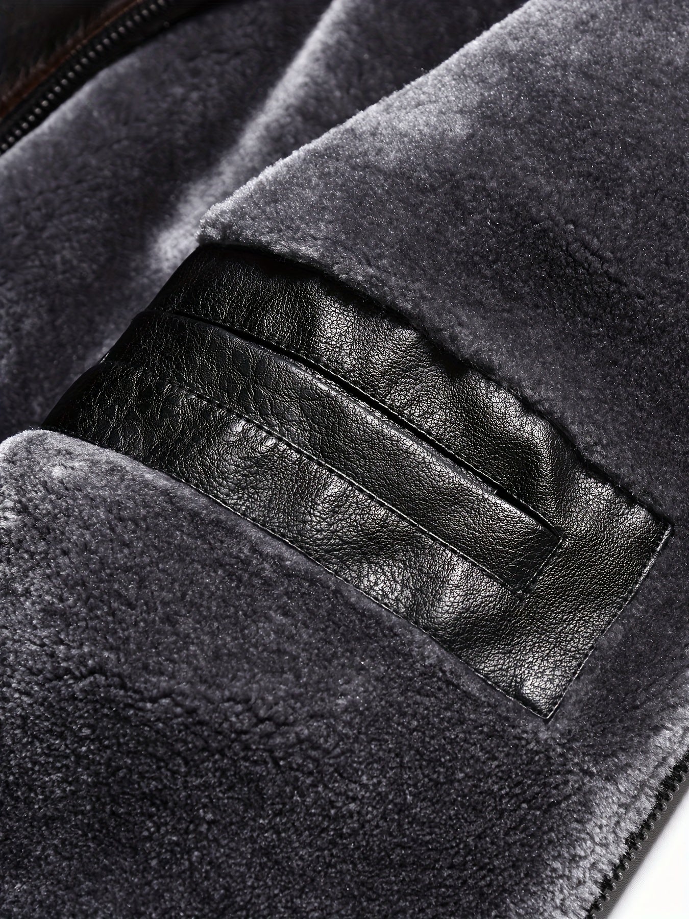 Men's Faux Leather Biker Jacket with Fleece Lining Fall Winter Casual Slim Fit