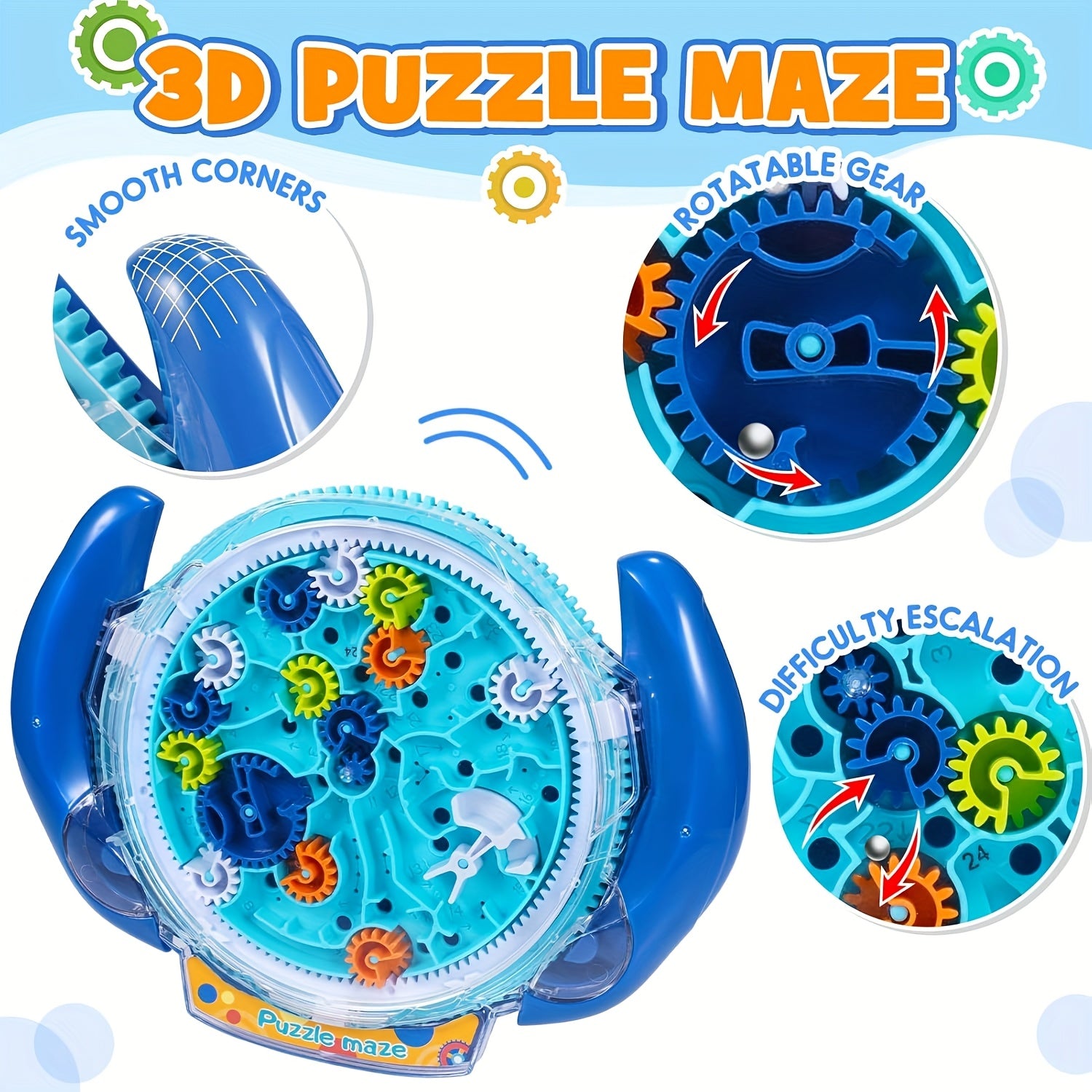 Colorful 3D Gear Maze Puzzle for Kids Educational Toy with Multiple Gears and Traps
