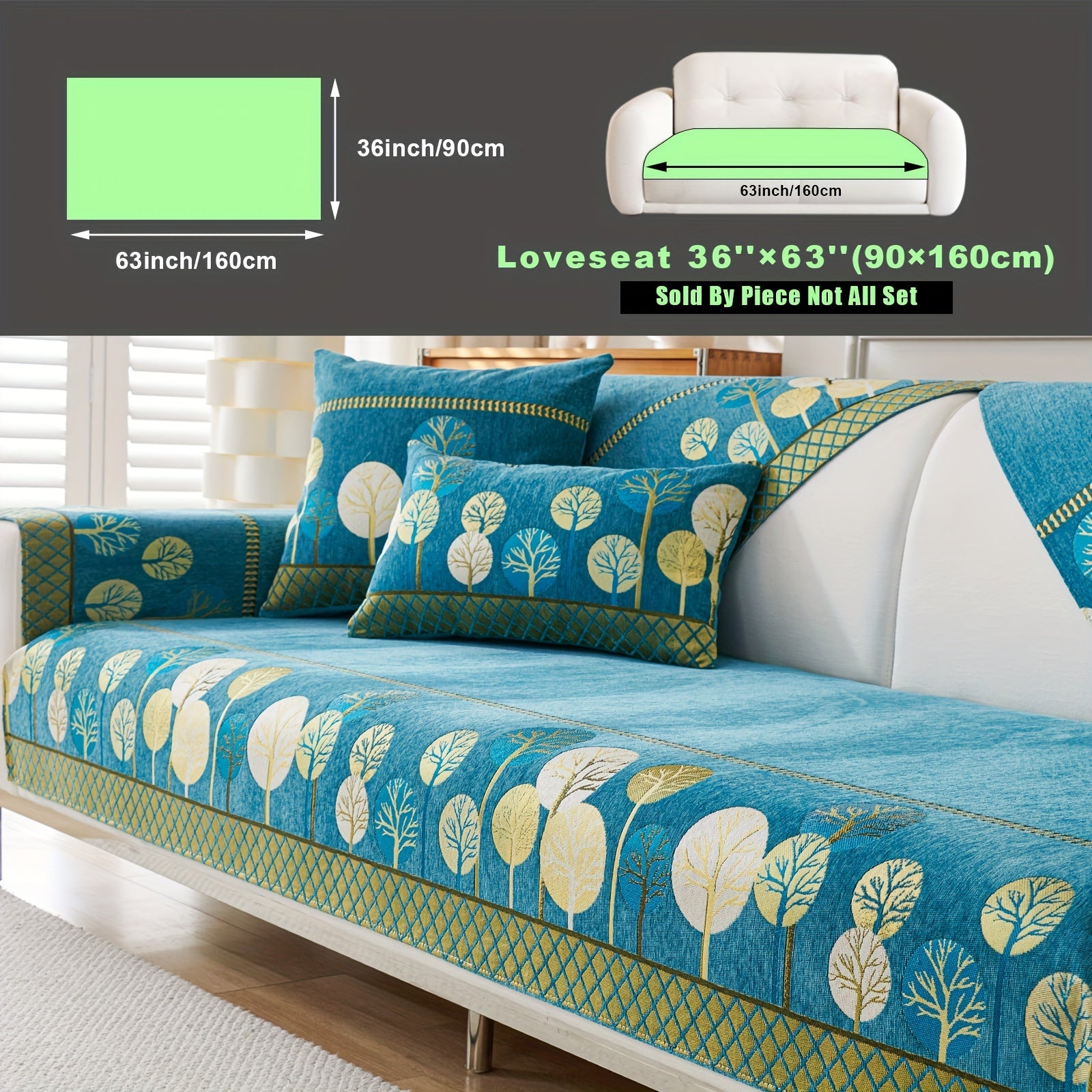 Bohemian Style Sofa Cover with Moonlight Forest Tree Pattern Non-Slip Machine Washable for Single to Quadruple Seat Sofas