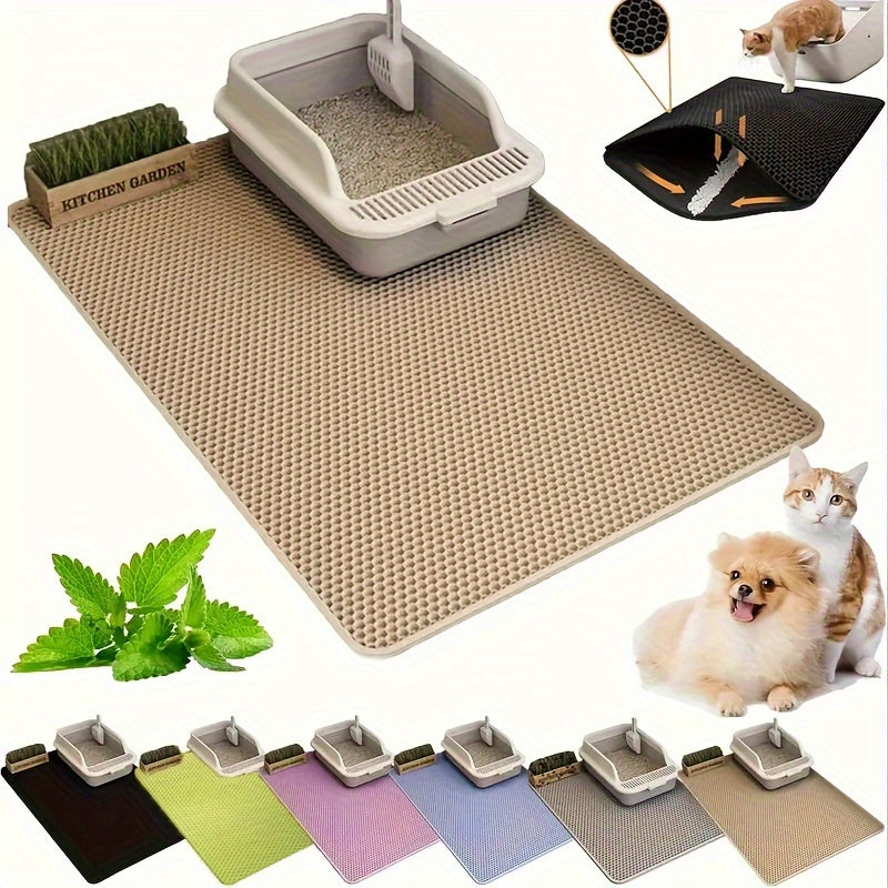 XL Double Layer EVA Cat Litter Mat Waterproof Washable Anti-Slip Odor Control Large Pet Mess Protector