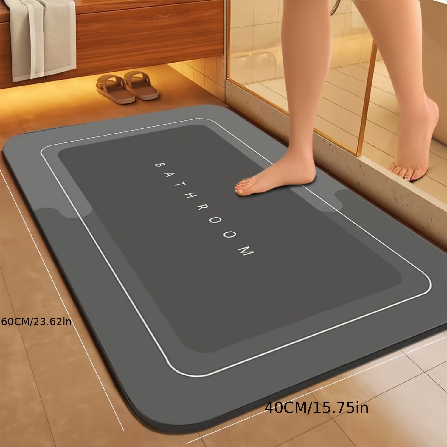 Diatom Mud Absorbent Bath Mat Non-Slip Quick Drying for Bathroom and Toilet