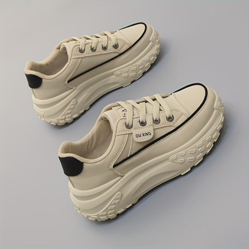 Women's Thick-Soled Comfortable White Casual Sneakers