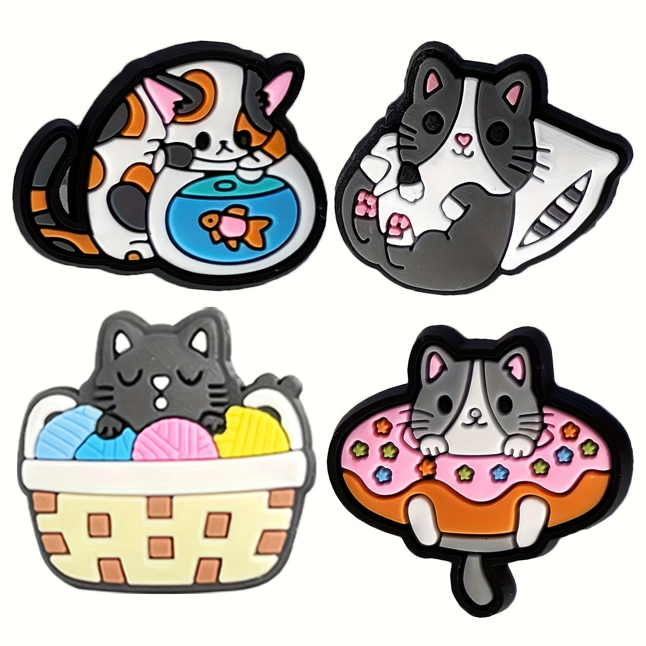 30Pcs Kids Pink PVC Cat Shoe Charms Colorful Animal Shoe Accessories