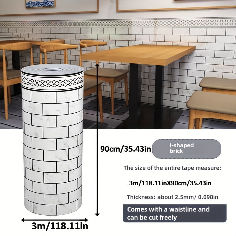 Waterproof PVC Vintage Gray Brick Wall Panel 3D Peel and Stick 90cm x 3m