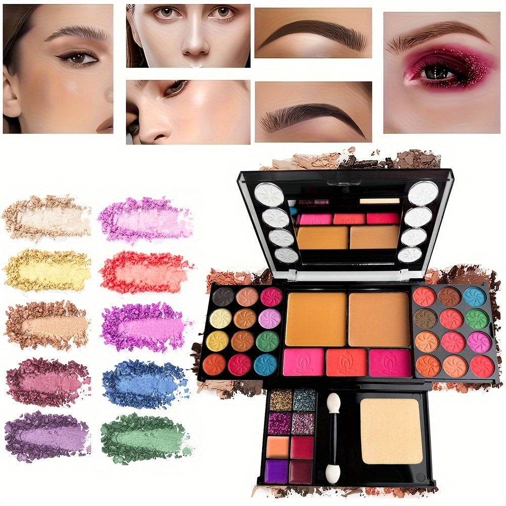 Женская палитра макияжа 37 цветов с кистью для теней и набором румян