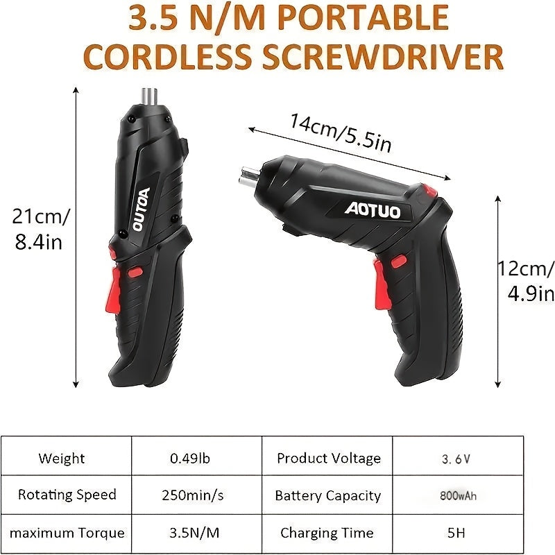 Handheld Electric Screwdriver Set with Foldable Hand Drill USB Rechargeable Lithium Battery