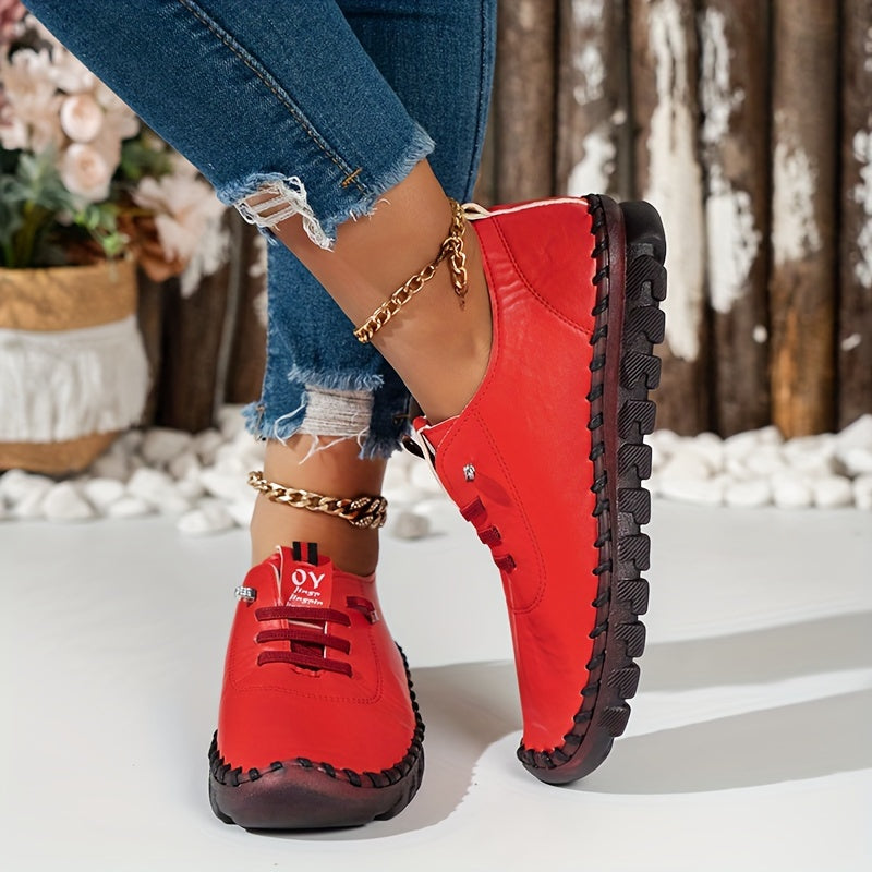 Women's Solid Color Lace-Up Low-Top Casual Non-Slip Shoes