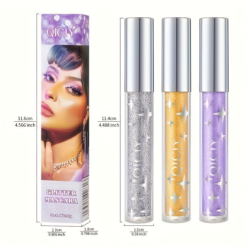 Waterproof Smudge-Proof Volumizing Mascara with Glitter Effects for Long-Lasting Lashes