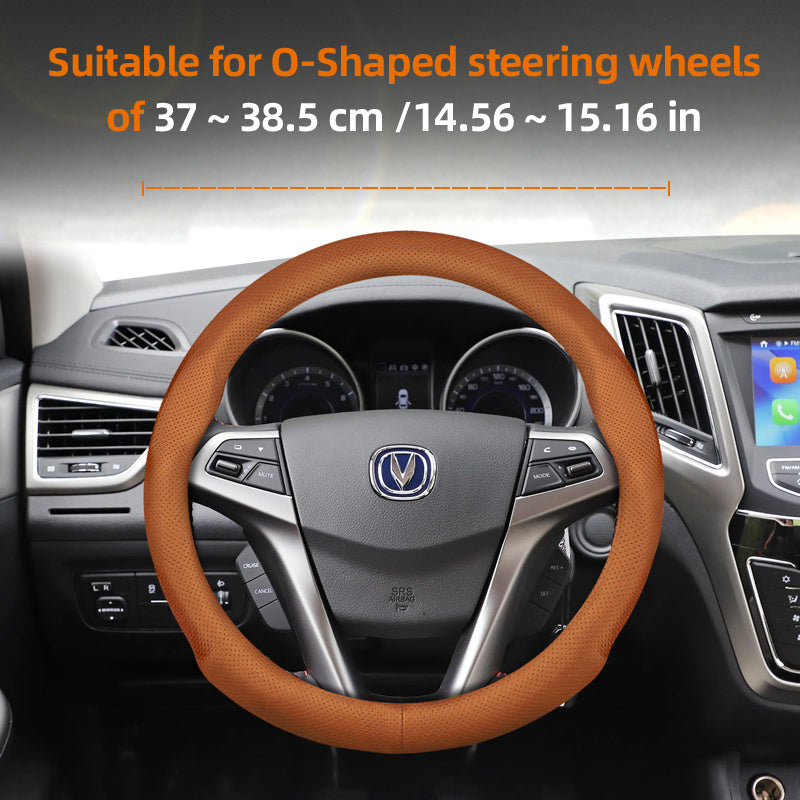 Universal Breathable PU Leather Steering Wheel Cover for Cars Black Burgundy Brown