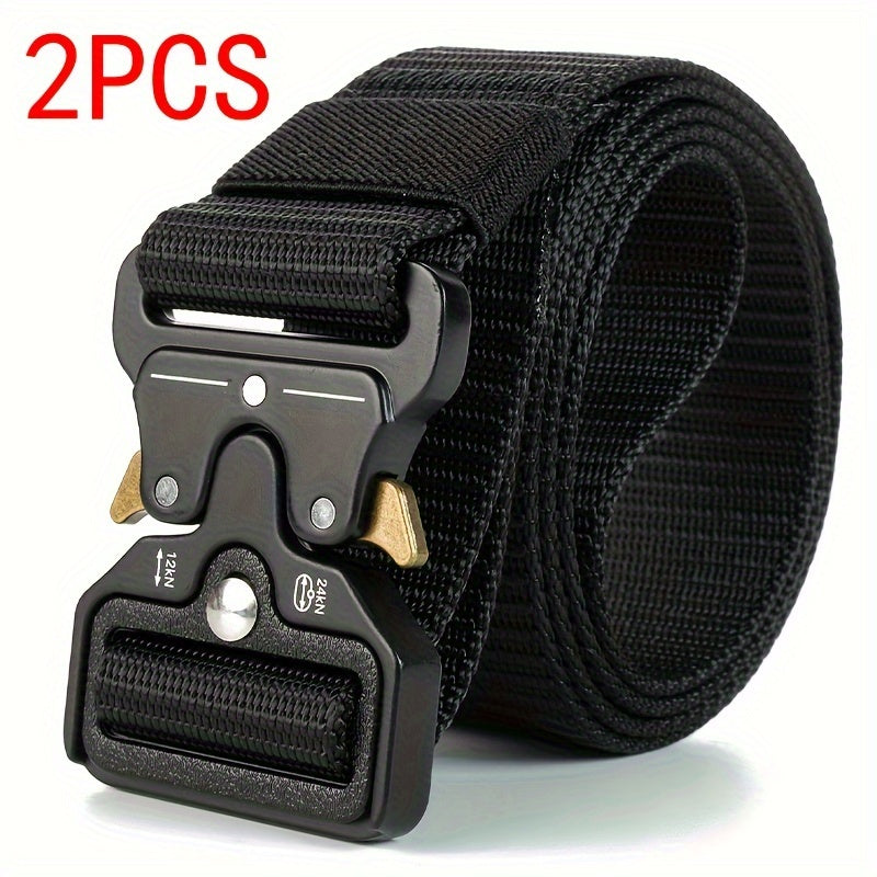Men's Black Tactical Multi-Function Belt for Hunting and Outdoors 2 Pack