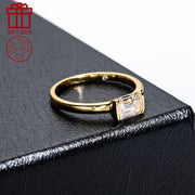 Sterling Silver Moissanite Ring 1CT Emerald Cut Wedding Engagement Anniversary Jewelry