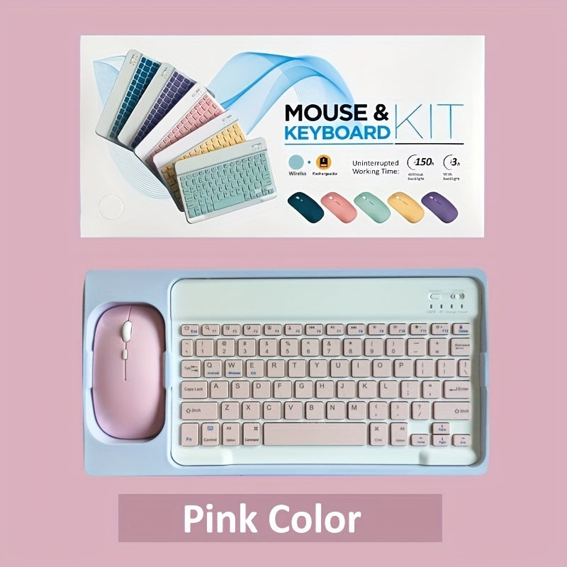 Planshetlar uchun portativ klaviatura va sichqoncha to'plami - iPad, Android, Samsung, Xiaomi bilan mos keladi. Simsiz ulanish, qayta zaryadlanadigan batareya, optik harakatni aniqlash, yengil yashil xususiyatlarga ega.