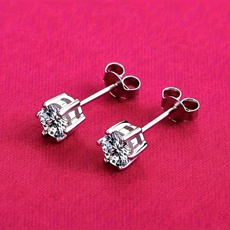 Elegant Moissanite Stud Earrings for Women 6-Prong Design Jewelry 1 Pair