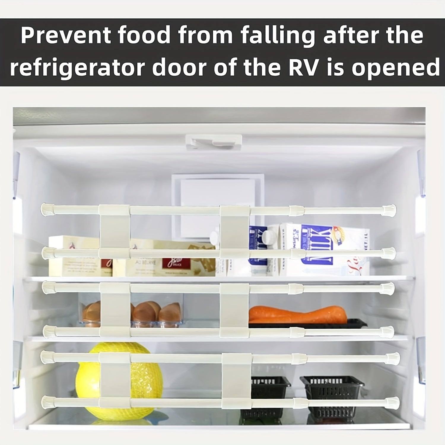 Adjustable Fridge Tension Rods 1/2/4Pcs Rust-Resistant No-Drill Storage