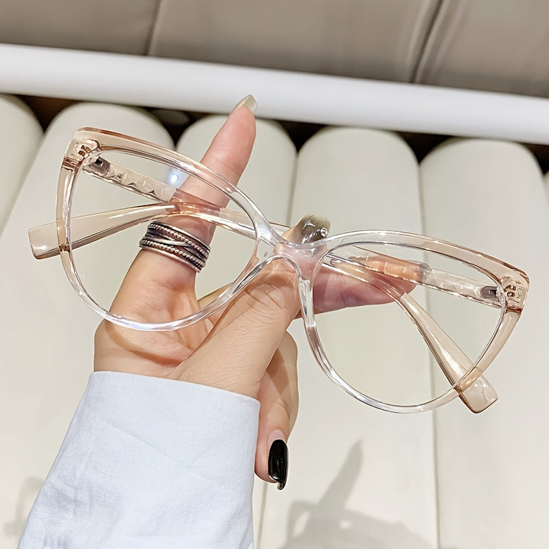 Large Cat Eye Glasses Women Retro Gradient Clear Lens Computer Spectacles