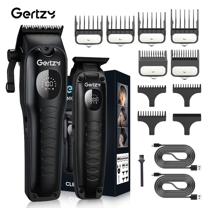 Men's Hair Clipper Set with LED Display Nine Limit Combs Hair and Oil Clippers Gift