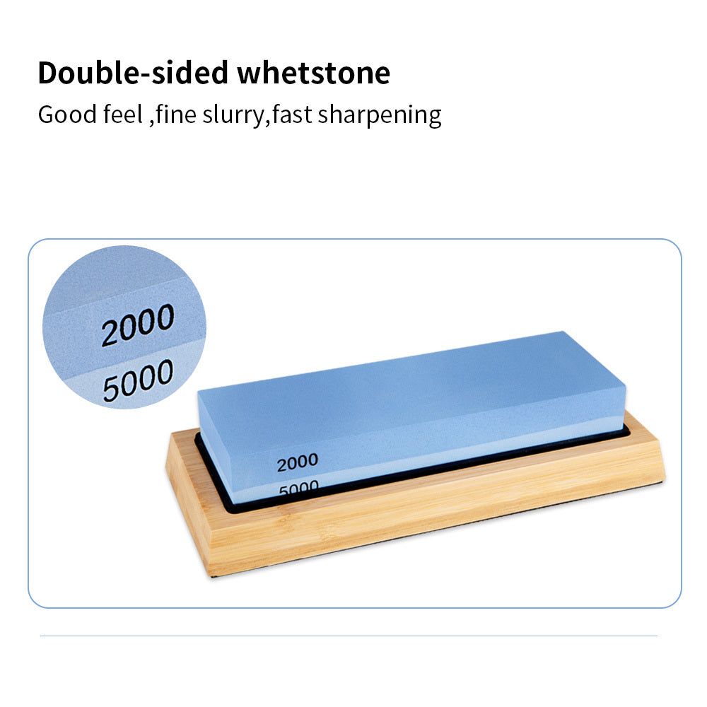 Knife Sharpening Kit with Whetstone, Bamboo Base, for Damascus and Kitchen Knives