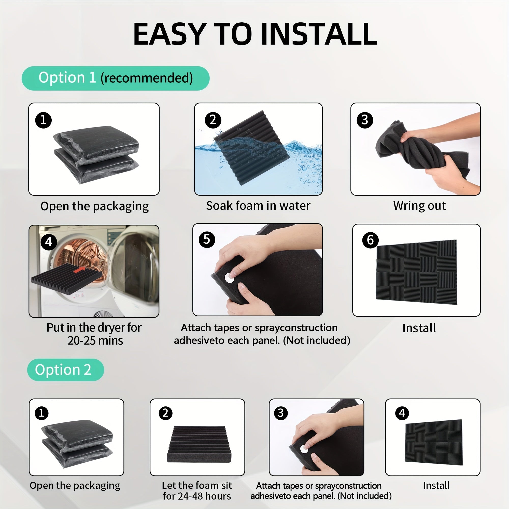 60pcs High-Density Foam Acoustic Panels for Noise Reduction Soundproofing in Rooms