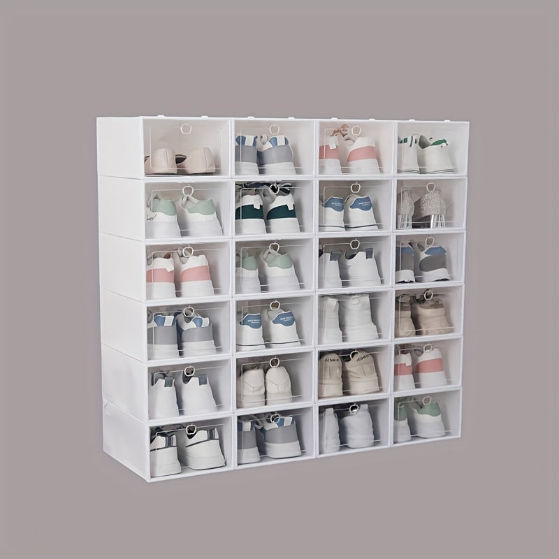 12-Pack Clear Plastic Shoe Storage Boxes with Flip-Top Lid for Closet Organization